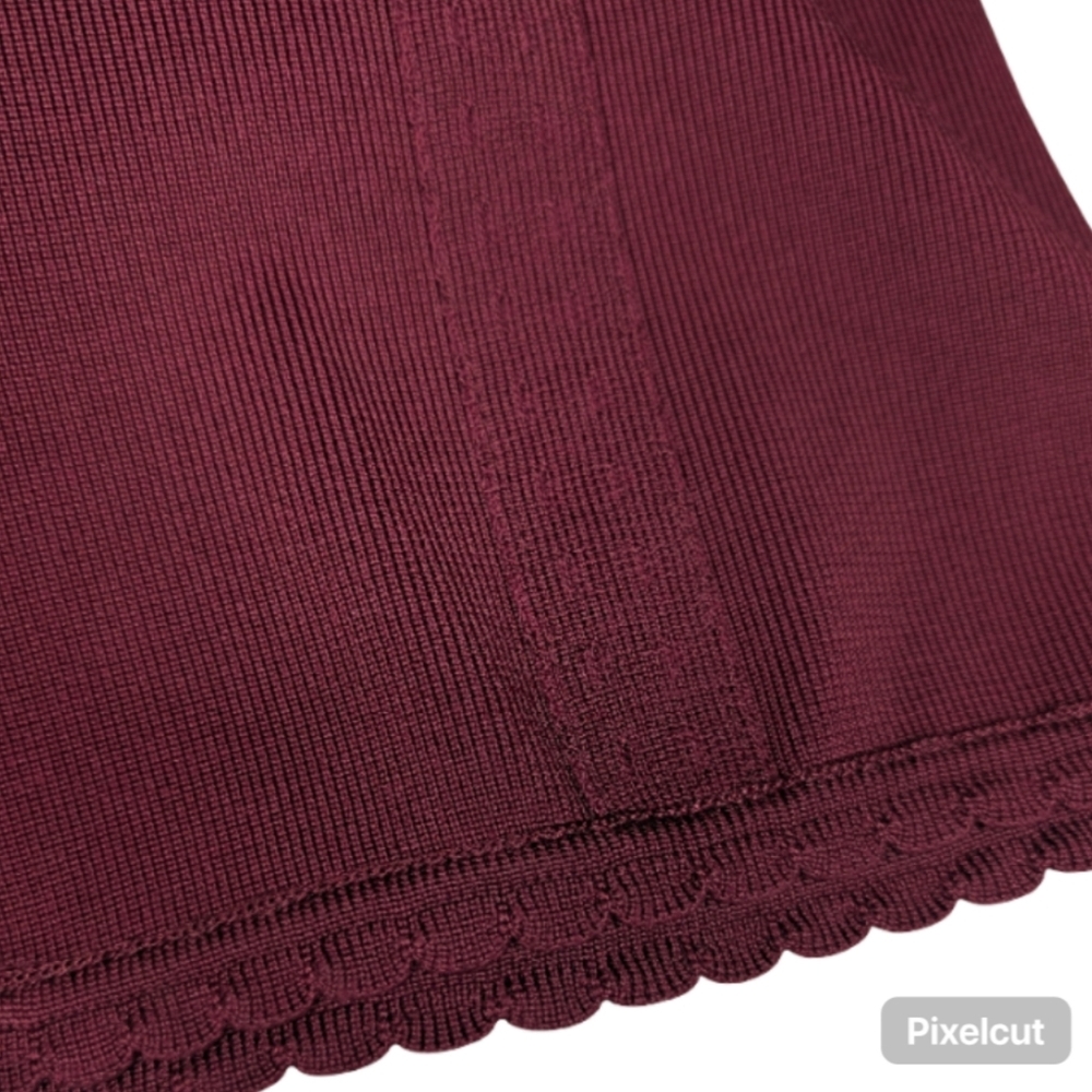 Anthropologie Ribbed Knit Midi Dress Burgundy Wine Sleeveless Bodycon Size L - Picture 11 of 16